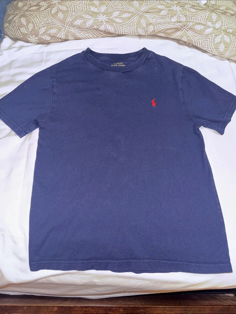 Ralph Lauren Navy Short-Sleeve Crew Tee with Red Polo Embroidery